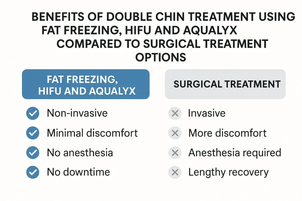 Graphic about the benefits of double chin treatment Stonebridge - from LA LIPO